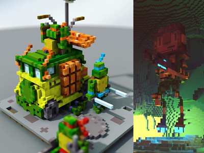 Space Turtles magicavoxel space tmnt voxel