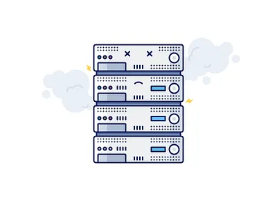 Server problems computer error flat icon illustration network outline server