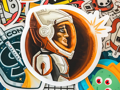 MARS - Slaptastick astronaut illustration mars rocket space stars sticker