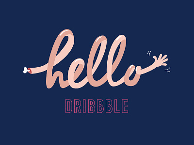 Hello, Dribbble! bone debut dribbble hand hello illustrator vector wave