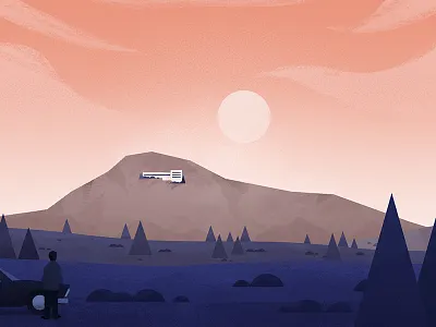 House On The Rocks car forest house landscape mountain sunset trees