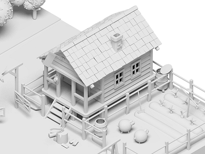 The Lonely Farm #1 3d country farm house illustration isometric rboy rocketboy sheep village wip