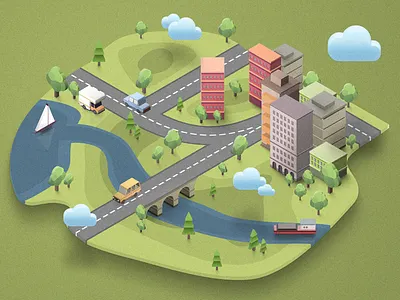 From Shape To Shape - SmartIcons on 3D map 3d. generator boat building car extrude illustration map photoshop plugin