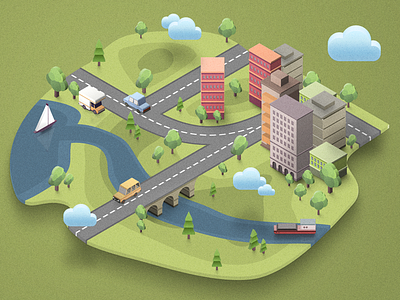 From Shape To Shape - SmartIcons on 3D map 3d. generator boat building car extrude illustration map photoshop plugin