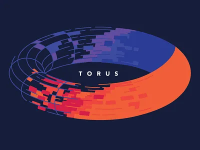 Torus blue death star illustration illustrator orange purple shirt torus wireframe