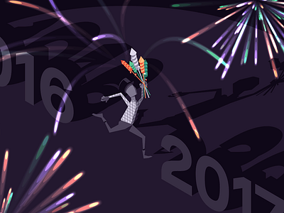 Year End fireworks isometric running