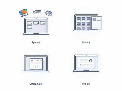 Onboarding Illustrations curriculum features icons illustration mac modal on boarding tour welcome