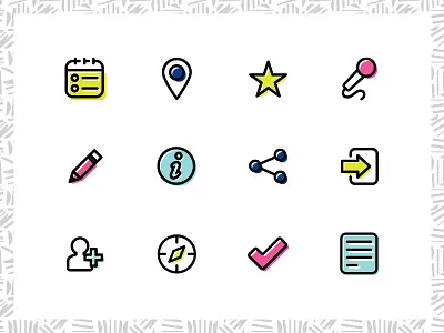 Confidence Con Icons app color conference confidence design icon design icon set icons lines mobile oklahoma city share