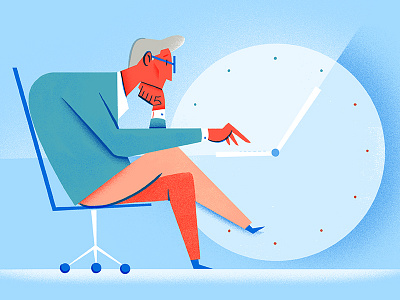 4 Hour Workday aesthetic clock editorial email sucks golden hours illustration productivity time workplace