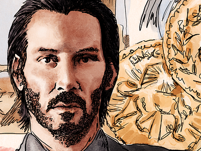 John Wick digital painting illustration john wick keanu reeves painting portrait watercolor