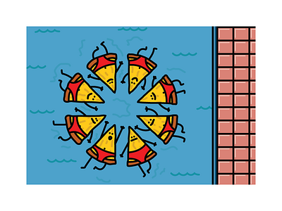 Synchronized pizza-ing illustration pizza pool speedos swimming vector