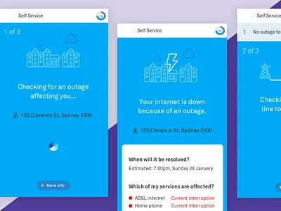 Outage Check app diagnostics mobile mobile optimised palette ui ux