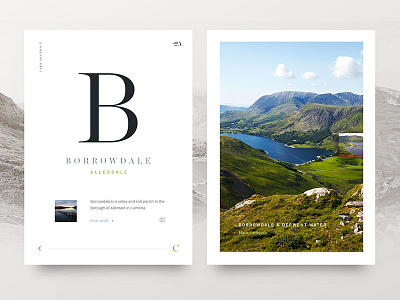 Lake District Alphabet app app design clean lake district layout splitscreen typography ui design user interface web design website