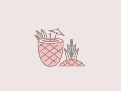 Summer cocktail drink flat florida icon pineapple summer tropical vacation