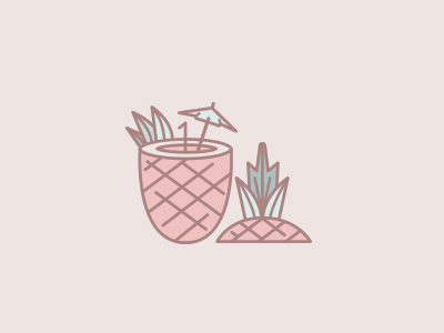 Summer cocktail drink flat florida icon pineapple summer tropical vacation