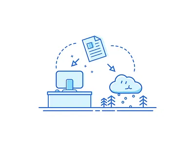 Migration Tool cloud icon illustration lines migration server tool web website