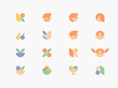 Kuka Icon Set bouquet flower fruit logo wip