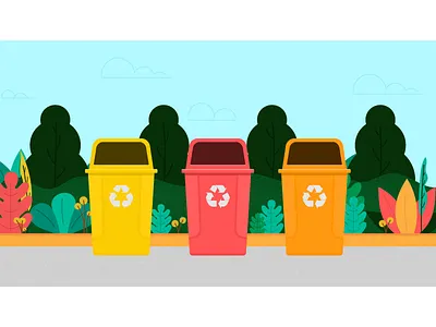 Recycle 2d animation artwork container earth flowers illustration motion nature plants trees