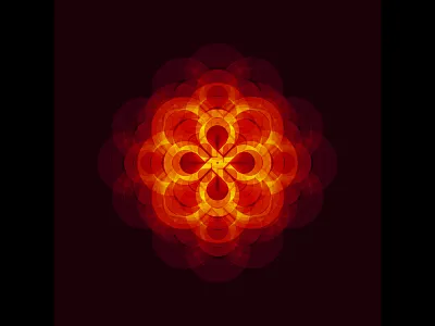 Geometric Experiment abstract blending fire geometry layering mandala rotation sacred