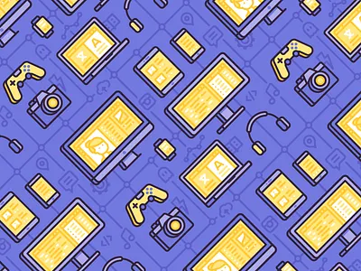 Gadgets Pattern color device geek icons line pattern