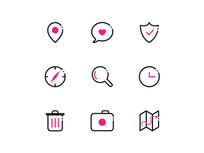 2color Icons black cool cute icons line pink simple thin