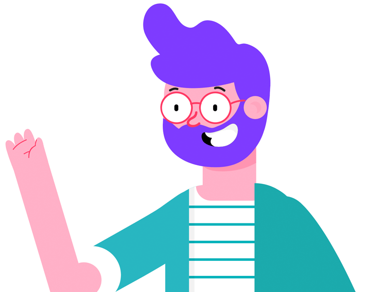 Hey Dude 2d animation boy character glasses illustration