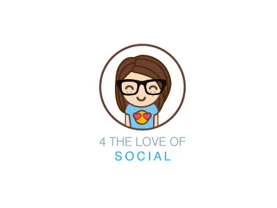 4 the love of SOCIAL brand emoji geek girl logo marketing nerd social