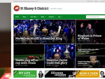 St Blazey Snooker Website articles design news website