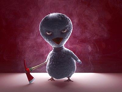 Sinister Bird 3d 3ds max cartoon character ornatrix v ray