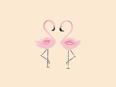 Flamingo Love brush flamingo illustration