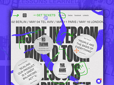 Inside Intercom World Tour LP brush doodle intercom landing page tour typography web website world tour