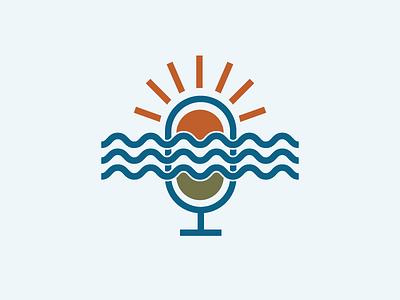 Talkin' Water Conservation environment logo microphone podcast river sun water waves