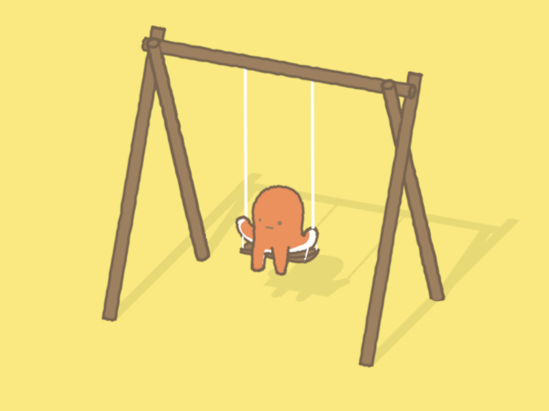 Swing little Octopus c4d cinema 4d kawaii octopus sketch and toon sumikkogurashi swing