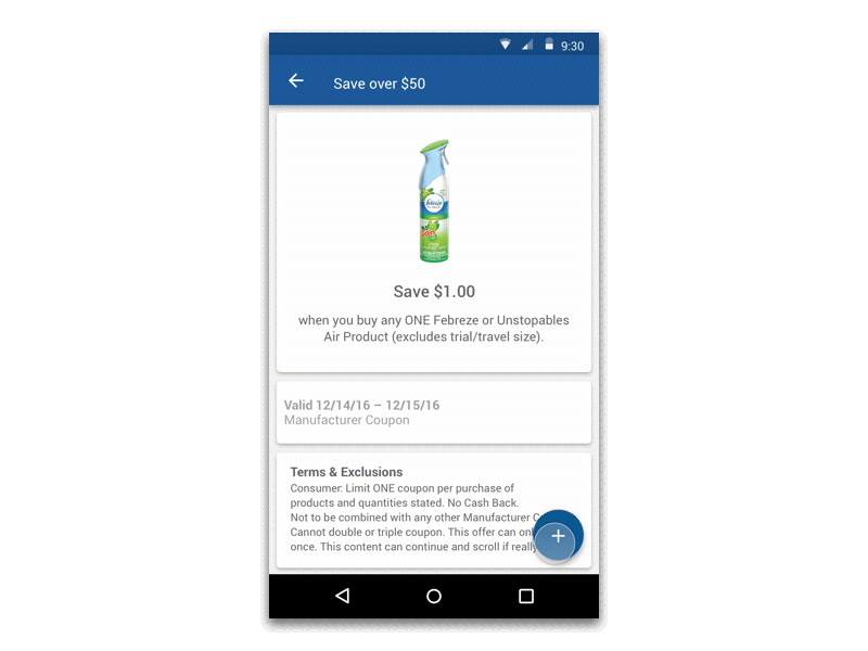 Android Coupon Detail Interactions fab material design ui ux ux design