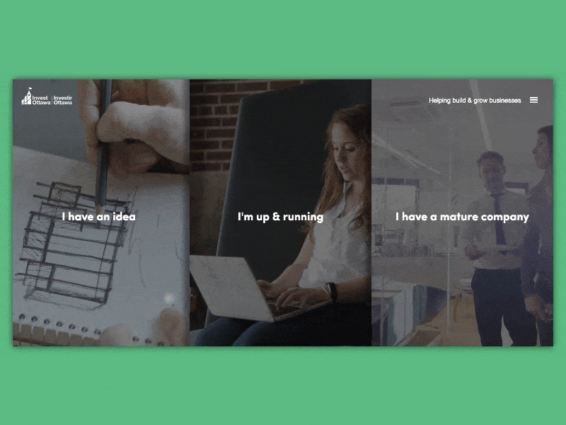 Invest Ottawa Video Slider animation canada carousel css design motion ottawa slider typography video web design website