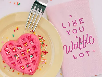 A Waffle Lot heart lettering type typography valentine valentines day waffles