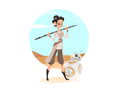 Rey illustration jedi rey star wars the force awakens