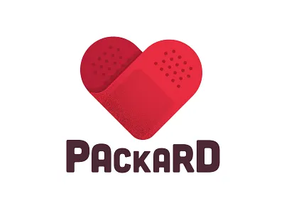 Packard Children's Hospital band aid branding heart hospital icon identity logo red type typography