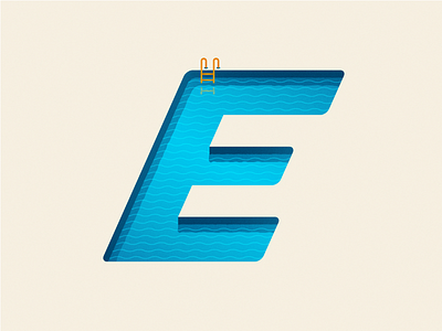 E 36daysoftype blue design e illustration letter monogram pool swimming type vector water