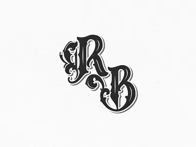RB Monogram black white brand branding works details hand lettering high details lettering typography vector vintage