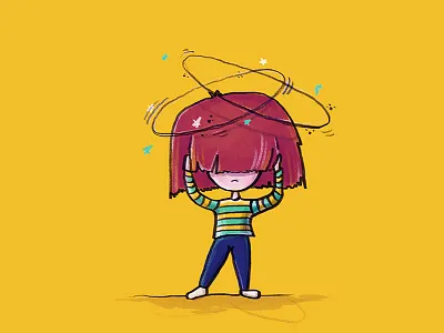 Dizzy! dizzy drawing green illustration line stars wobbly