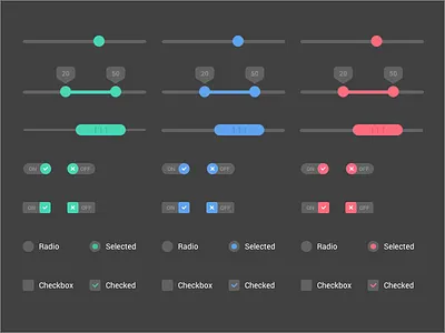 UI Elements - Dark Version elements form slider switch ui design
