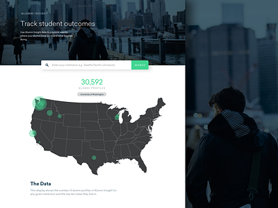 Alumni Insight api data landing map page students ui ux web