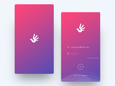 Splash and Login screens app design form gradient ios login logo mobile register sign in sign up splash