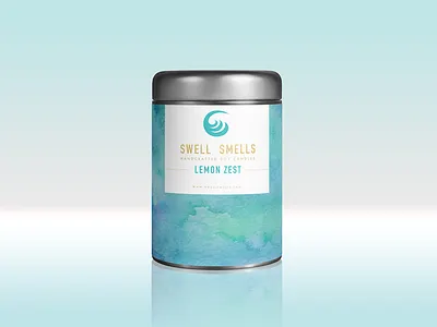 Swell Smells Product mockup branding candle design flat logotype mockup ocean pattern print product water