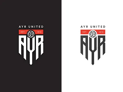 Ayr United Badge Redesign ayr badges branding crest design football graphic logo minimal scotland soccer sports