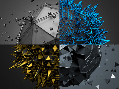 Abstract spheres 3d abstract design futuristic low poly metal polygon poster render sci fi shape sphere