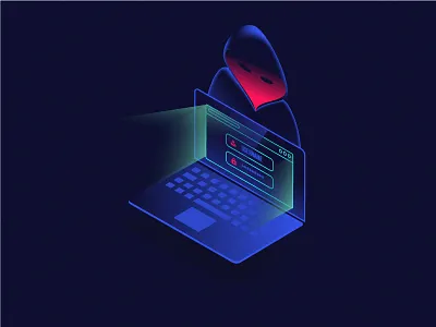 Malware 3d alert identity isometric malware neon protection radu theft vilcu virus