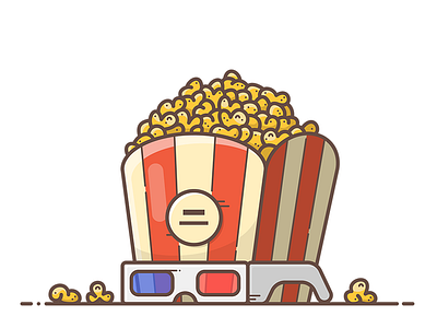 Movies 3d glasses popcorn cinema glasses icon illustration illustrator movie vector