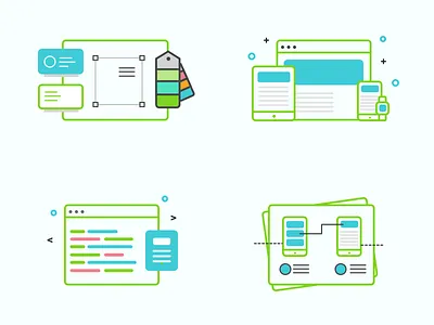 Icons for upcoming site development icons illustrations review ui ux